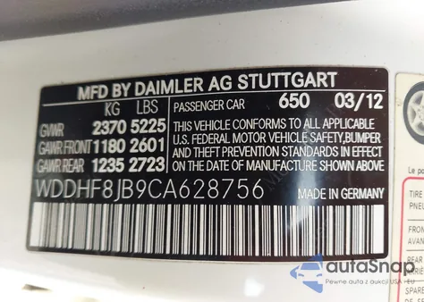 2012 Mercedes-Benz E 350 4Matic from USA, damaged, VIN WDDHF8JB9CA628756